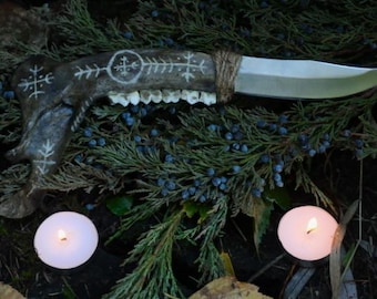 Made to Order : Slavic Design Deer Jawbone Ritual Knife