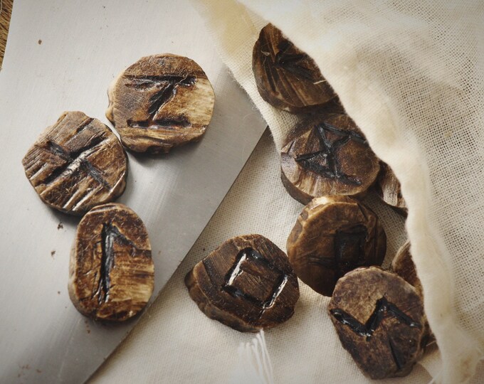 Made to Order ᚼ Elder Futhark Deer Antler Rune Set - Etsy