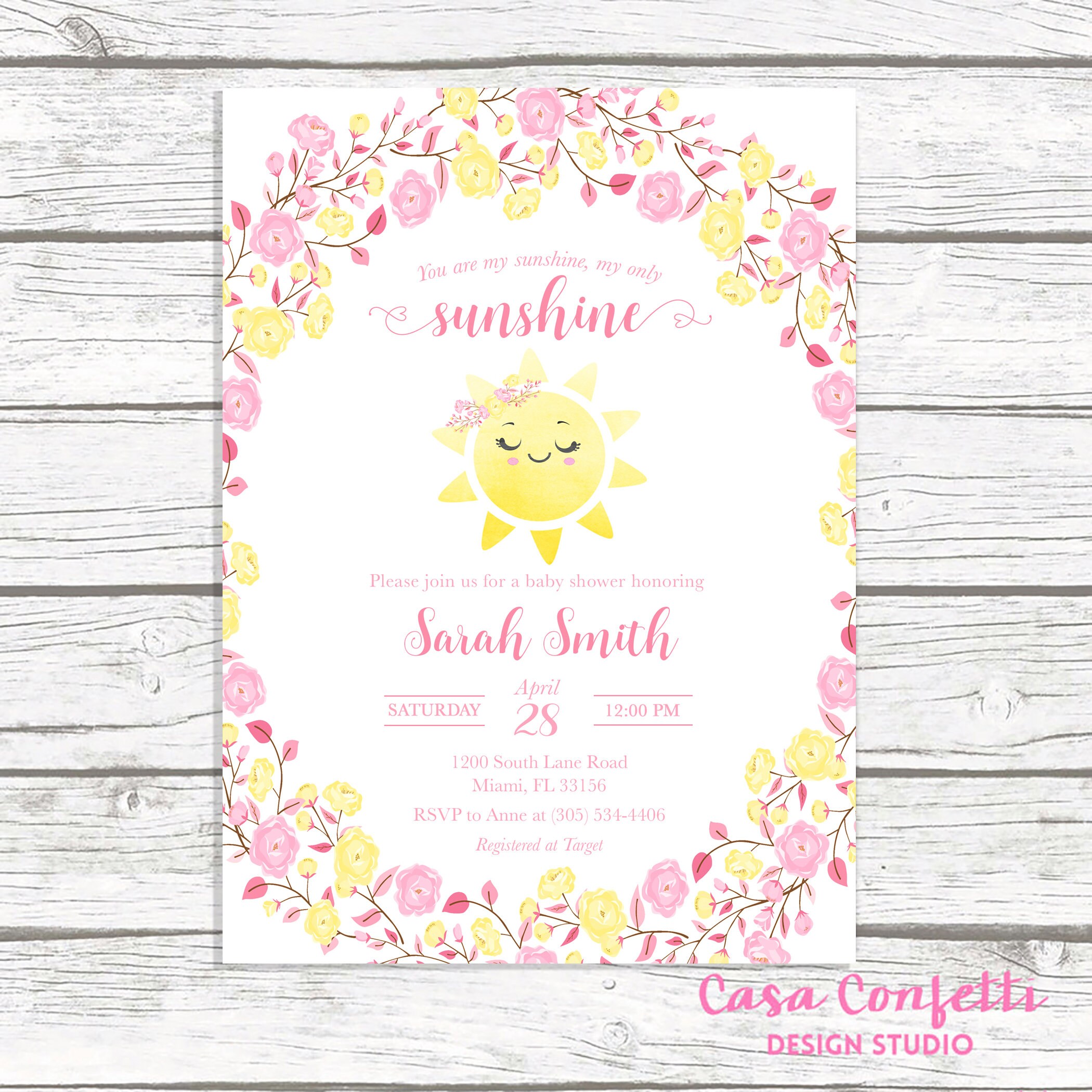 You Are My Sunshine Baby Shower Invitation Girl Sunshine Baby You Are My Sunshine Baby Shower Invitation Girl Sunshine Baby