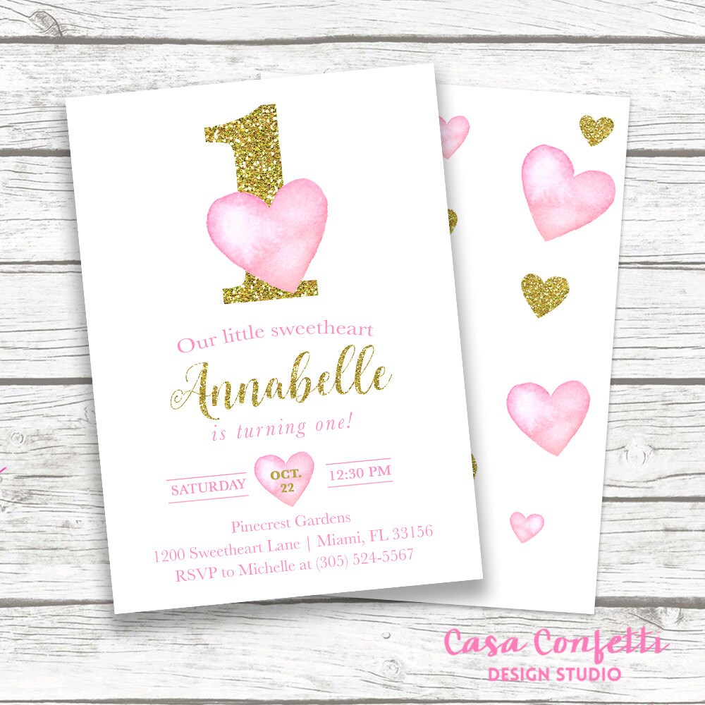 Valentines Day Birthday Invitation Heart Birthday Invitation Etsy