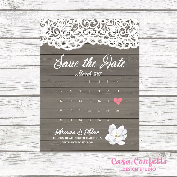 Rustic Wedding Save The Date Card Destination Wedding Etsy