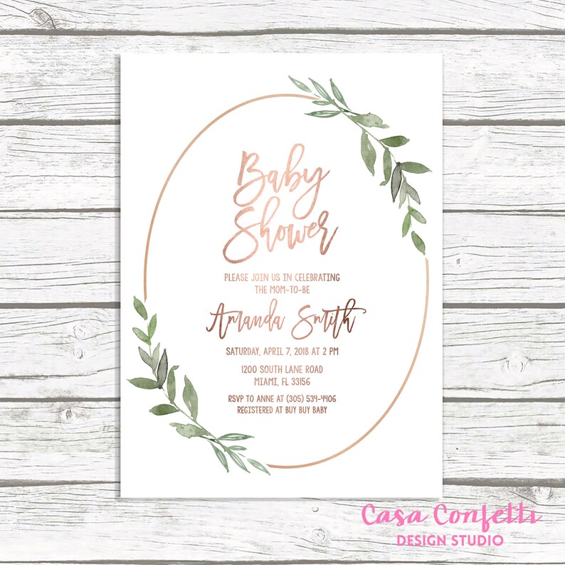 Rose Gold Leaf Baby Shower Invitation Rose Gold Baby Shower Etsy Rose Gold Leaf Baby Shower Invitation Rose Gold Baby Shower Etsy