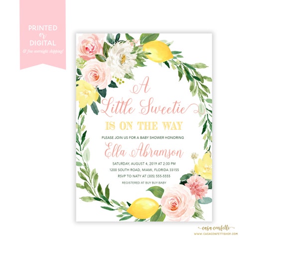 lemon baby shower invitations