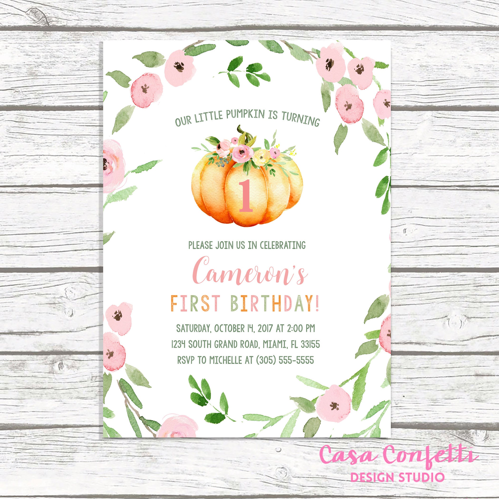 pumpkin birthday invitation little