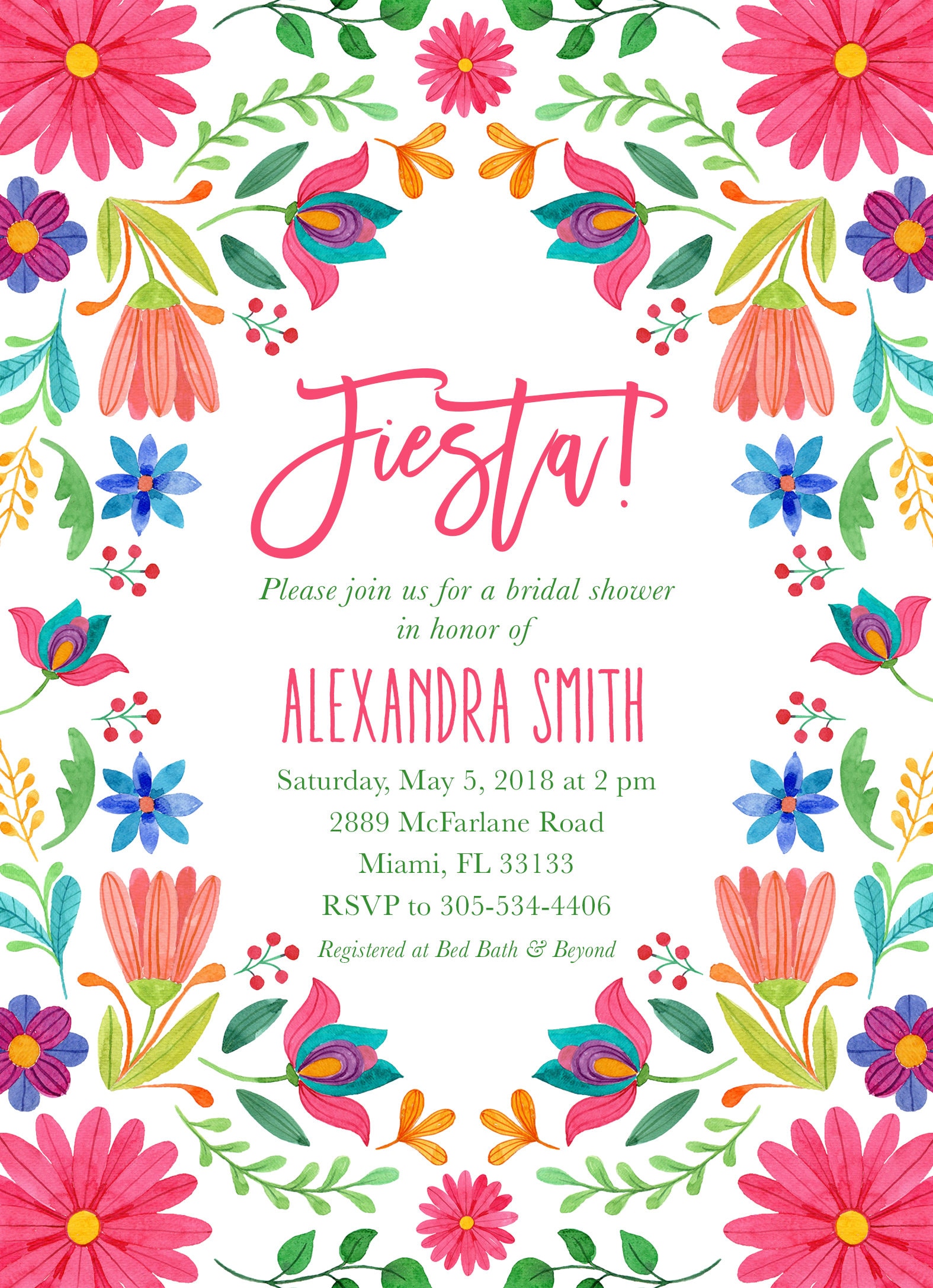 Fiesta Bridal Shower Invitation, Cinco de Mayo Bridal Shower Invitation