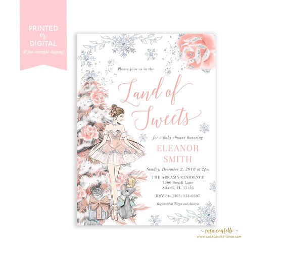 Nutcracker Baby Shower Invitation Girl, Nutcracker Ballet Invitation, Winter Baby Shower, Land of Sweets Sugar Plum Invitation Il_570xn