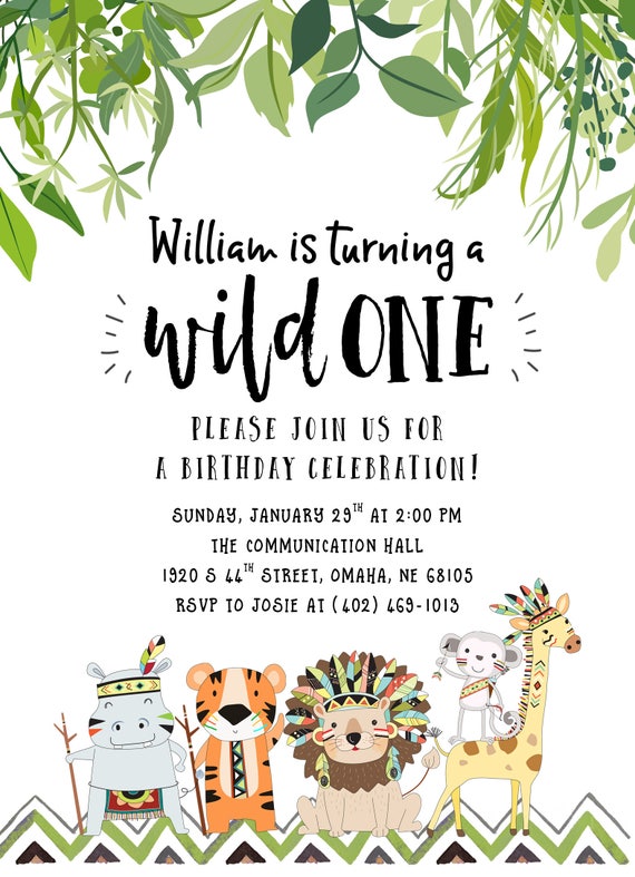 wild one birthday invitation safari birthday invitation etsy