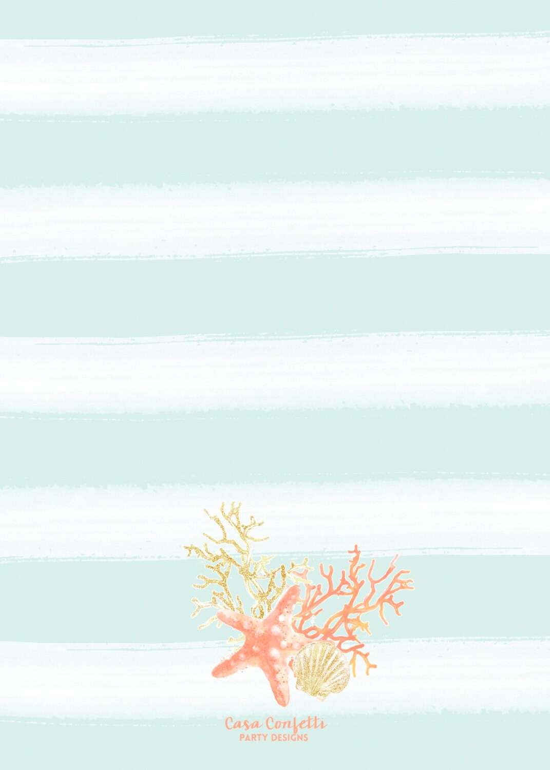 Beach Bridal Shower Invitation Coral Starfish Bridal Shower