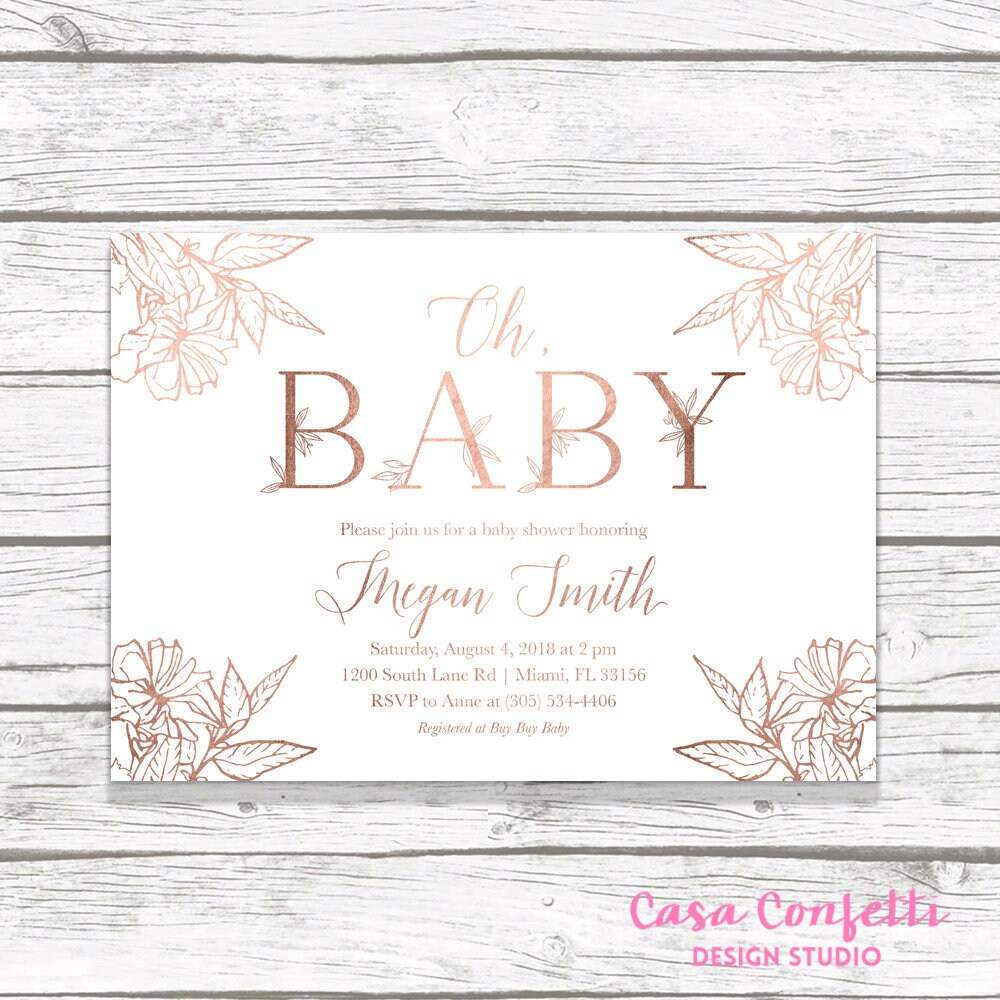 Rose Gold Leaf Baby Shower Invitation Rose Gold Baby Shower Rose Gold Leaf Baby Shower Invitation Rose Gold Baby Shower
