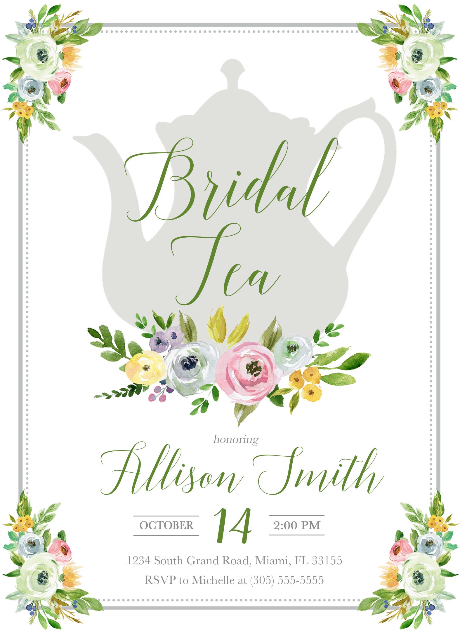 Bridal Shower Tea Invitations - Mryn Ism