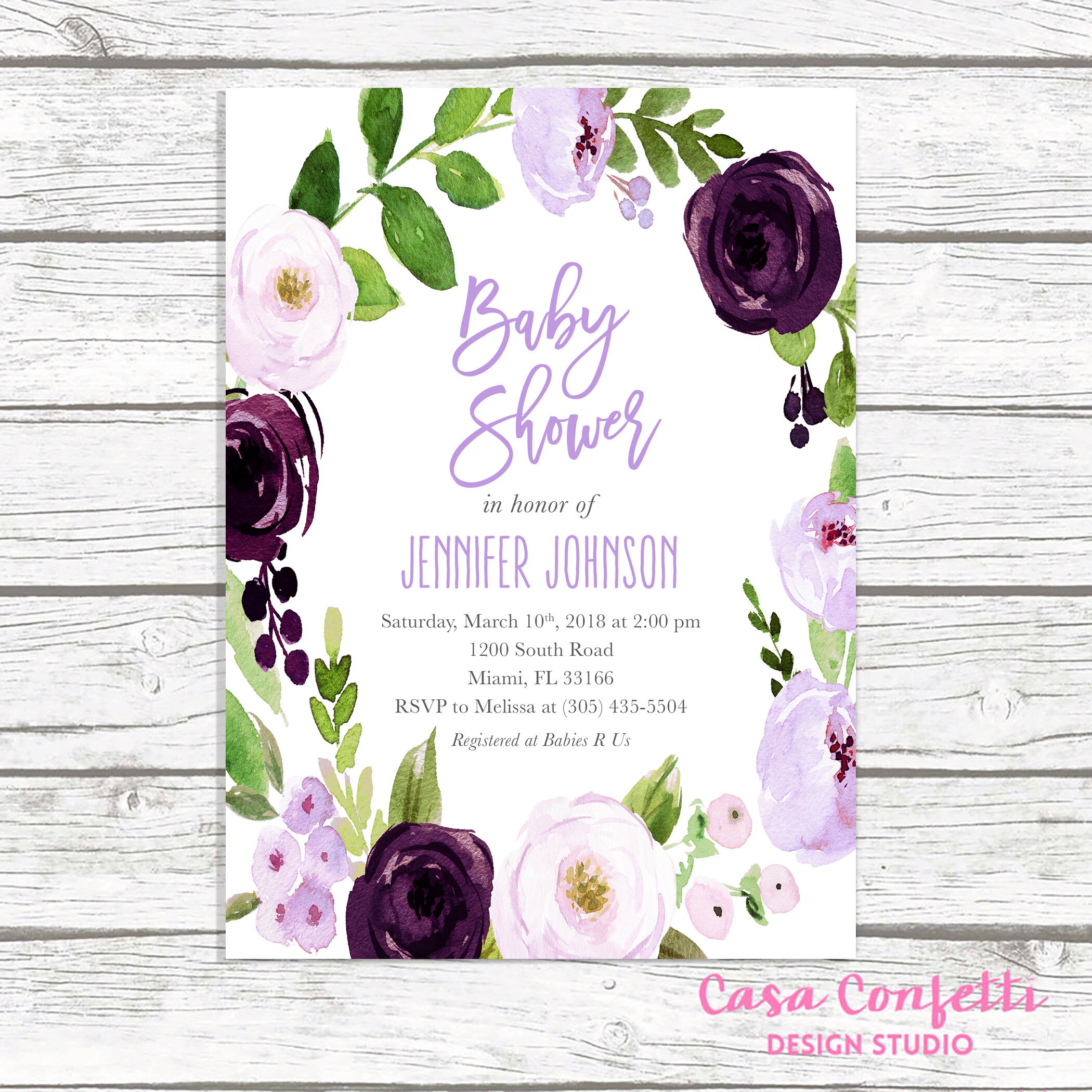 Lavender Baby Shower Invitation Purple Baby Shower Invitation Lavender Baby Shower Invitation Purple Baby Shower Invitation