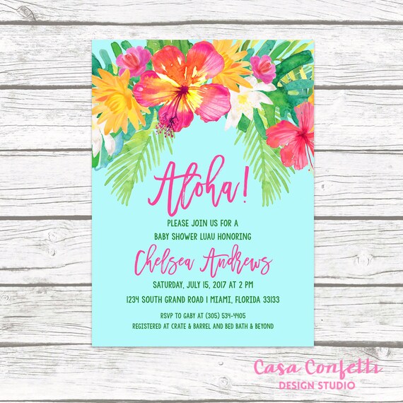 luau baby shower invitation tropical baby shower invitation aloha tropical invitation