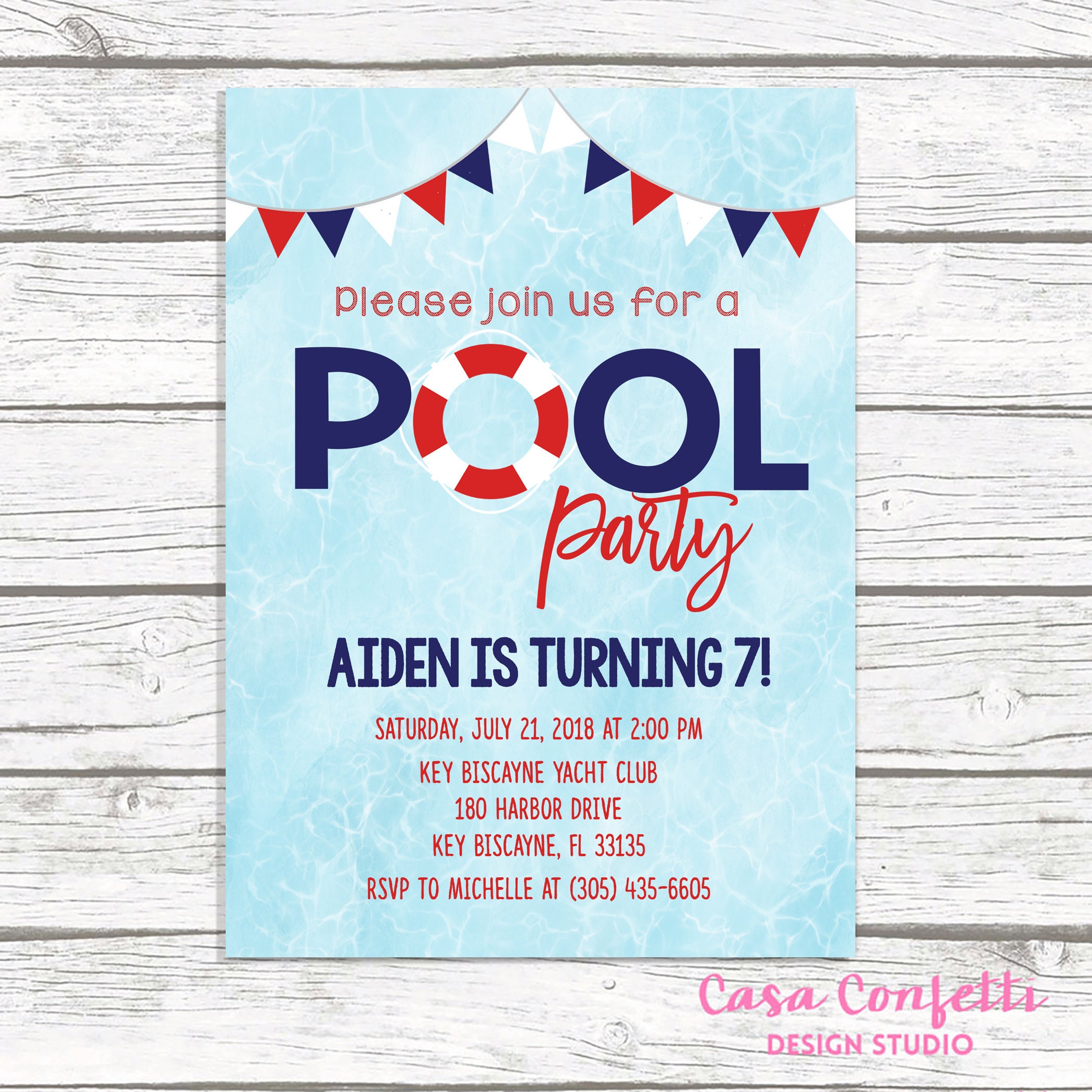 nautical pool party invitation