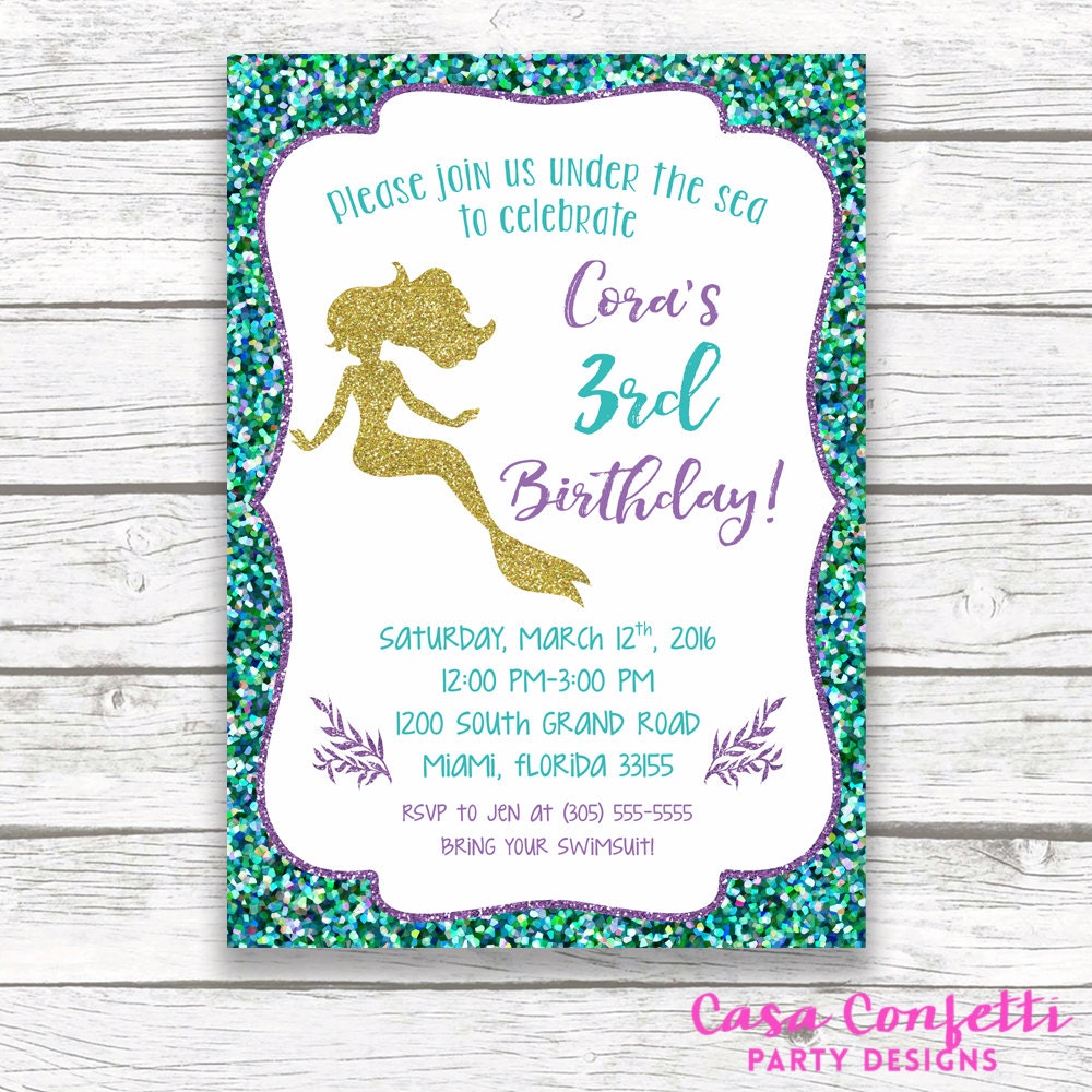 mermaid birthday invitation mermaid invitation under the sea