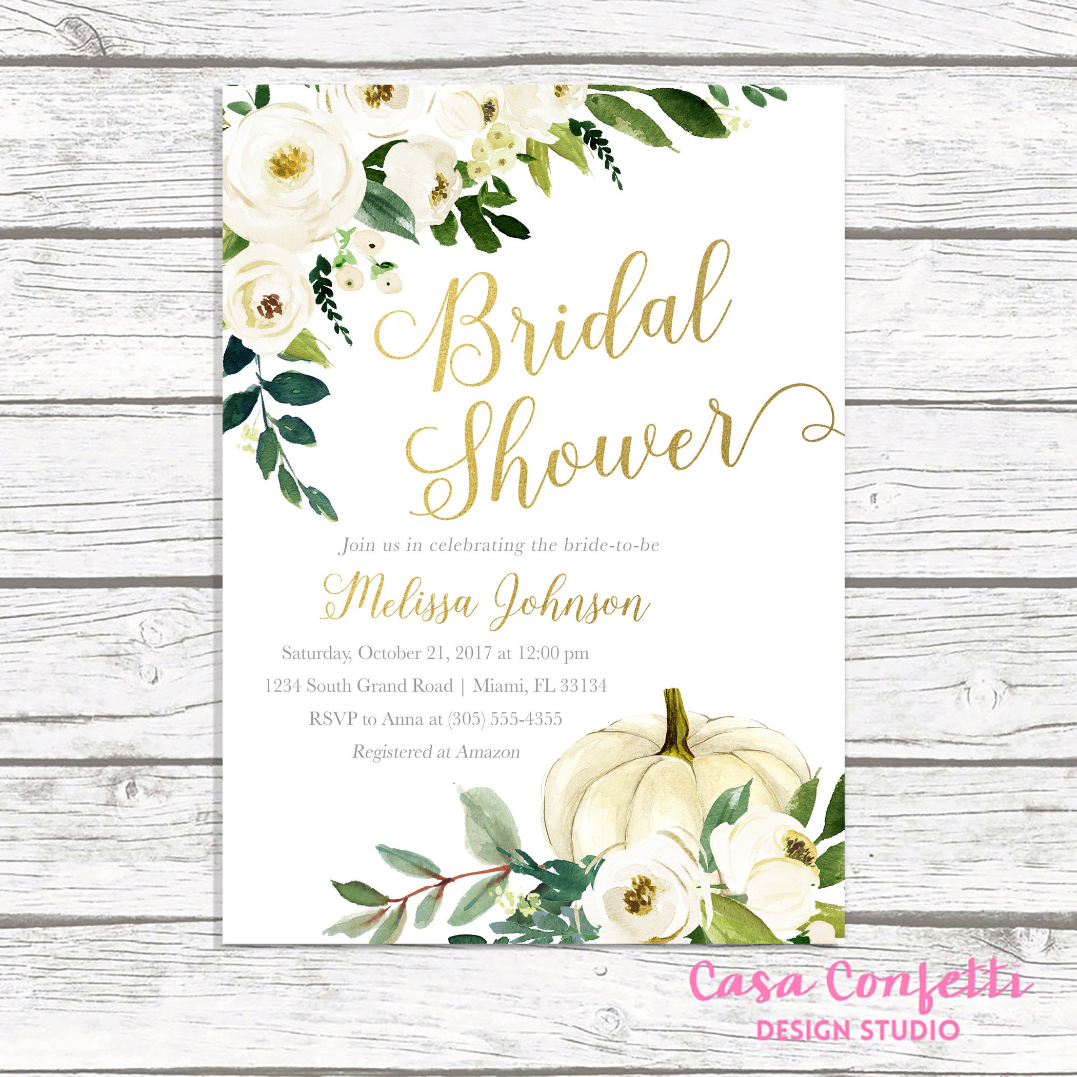 Fall Bridal Shower Invitation Pumpkin 50