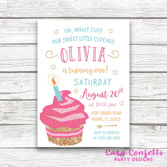 cupcake birthday invitation cupcake invitation first birthday