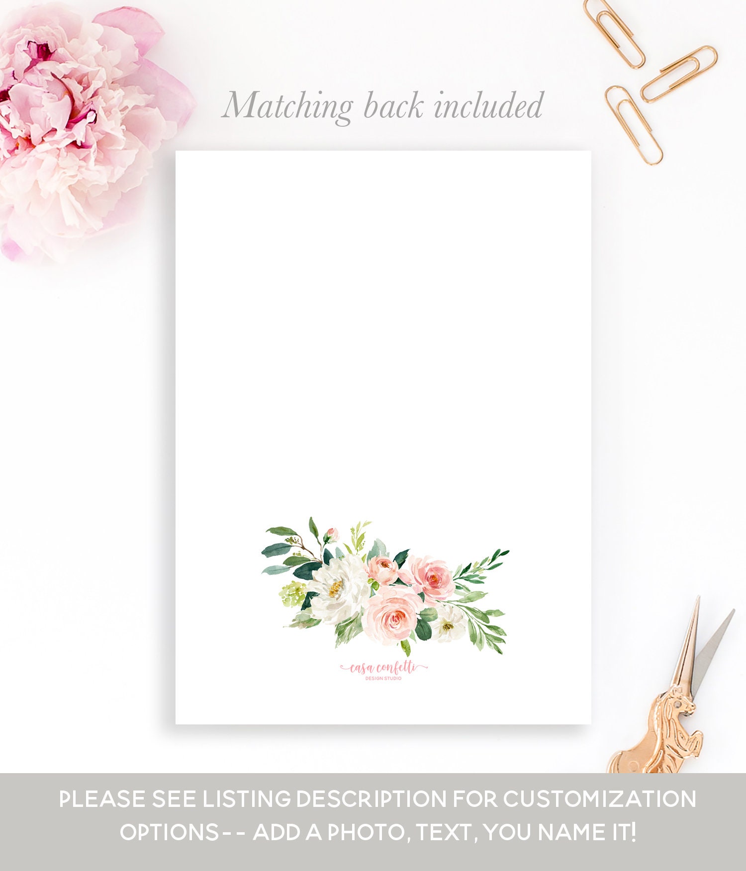 Blush Baby Shower Invitation Girl Pink And Gold Floral Baby Shower