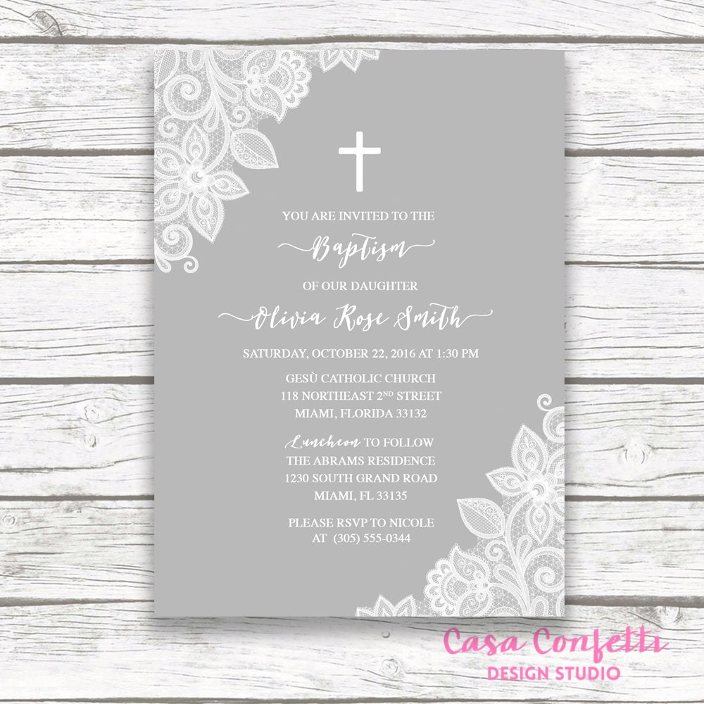 baptism invitation girl lace baptism invitation christening