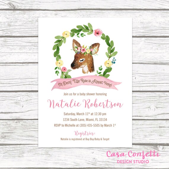 Deer Baby Shower Invitation Woodland