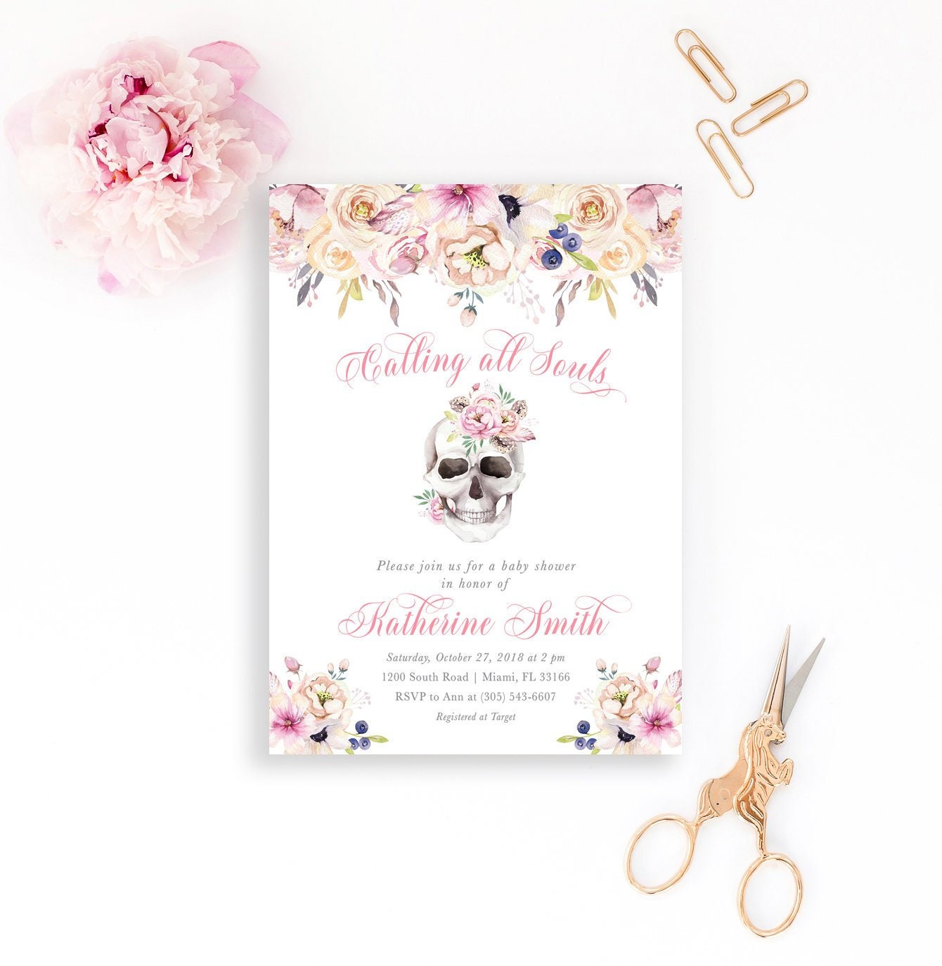 Sugar Skull Baby Shower Invitations 10