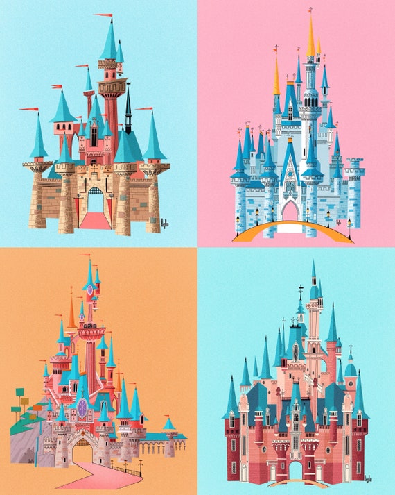 Disney Parks Castles Inspired Print Etsy Disney Parks Castles Inspired Print Etsy
