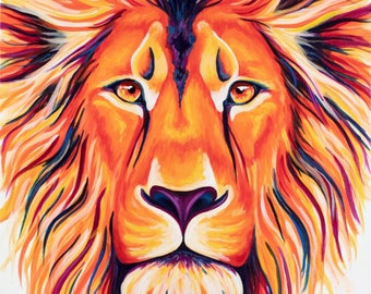 US Listing: Archival Lustre finish Rainbow Lion PRINT - Please READ entire Listing before purchasing