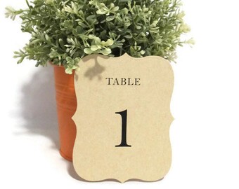 Wedding Table Numbers | Rustic Table Numbers | Kraft Table Numbers | Wedding Ceremony and Reception