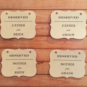 Wedding Reserved Chair Signs Wedding Reserved Signs Wedding Reserved Tags Rustic Wedding Kraft Wedding Ceremony and Reception image 2