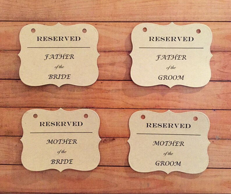 Wedding Reserved Chair Signs Wedding Reserved Signs Wedding Reserved Tags Rustic Wedding Kraft Wedding Ceremony and Reception image 2