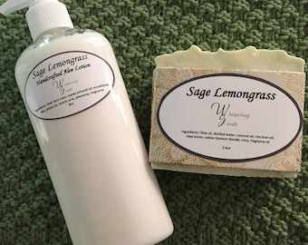 Sage Lemongrass Soap with Matching Lotion!, Handmade, Cold Process Soap, Fresh Scent, Beautiful Light Green Swirls