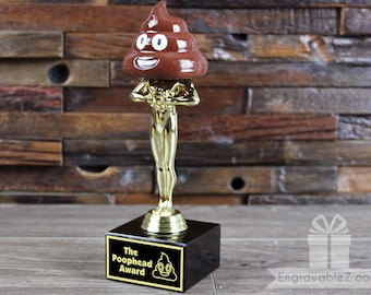 Poop Emoji - The Biggest Poophead Trophy - Funny Poop Head Custom Trophy