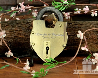 Gold Love Lock - Hand Forged Flame Brazed Brass & Steel