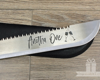 Custom Engraved Personalized Machete - Serrated Top Edge