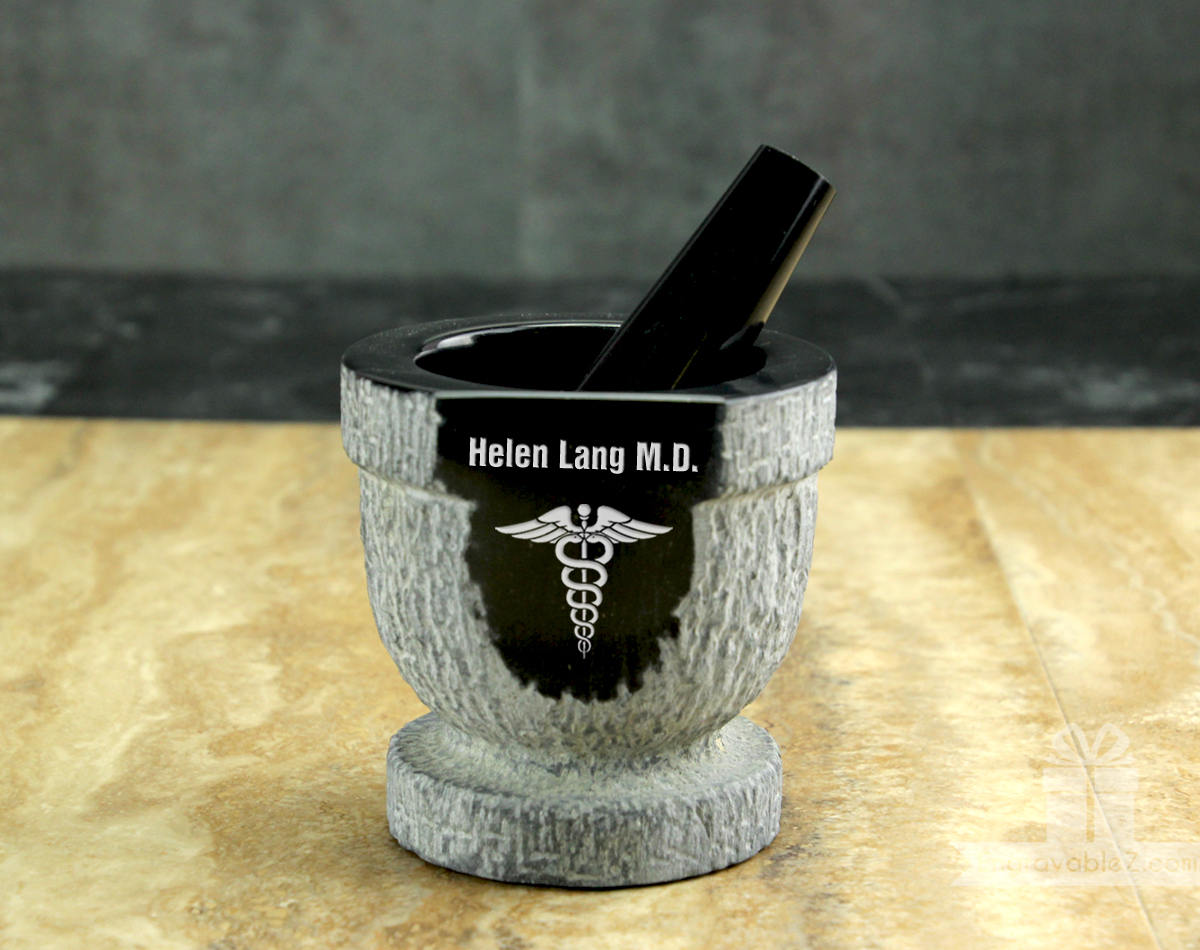Personalized Custom Engraved Mortar and Pestle Textured Gray Etsy