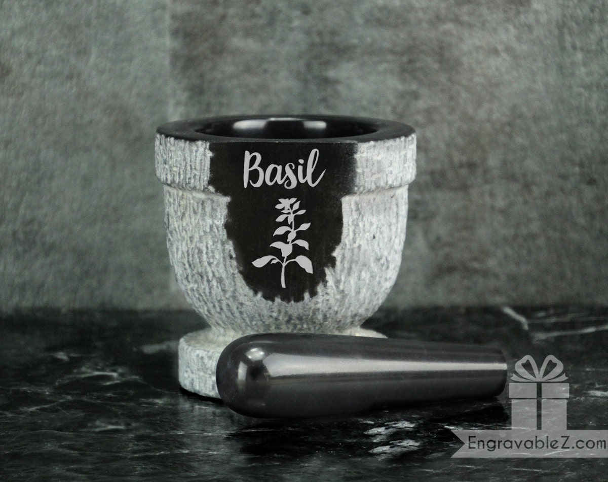Personalized Custom Engraved Mortar and Pestle Textured Gray Etsy