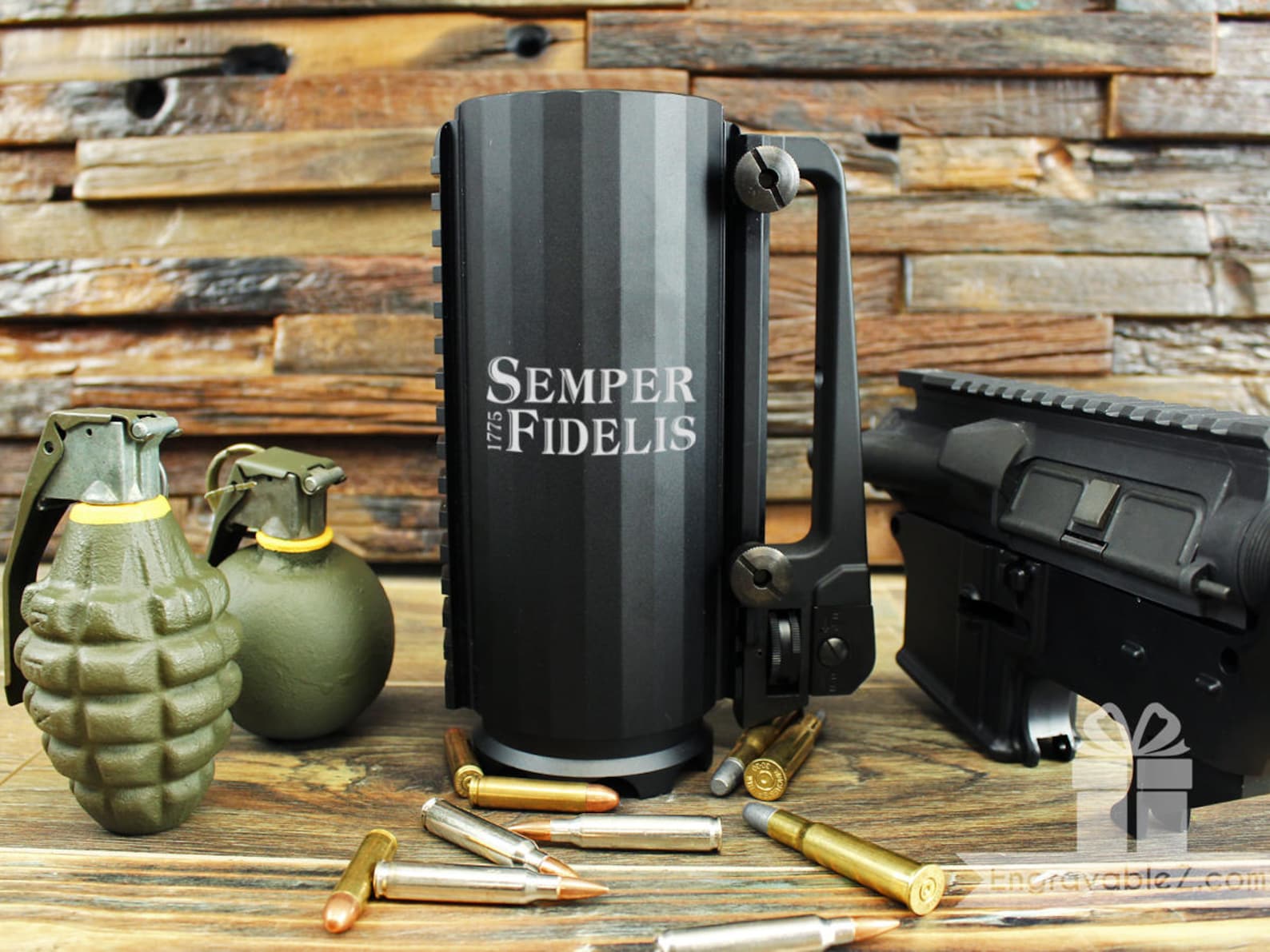 Custom Engraved Tactical Coffee Mug with Picatinny Rails Bild 0.