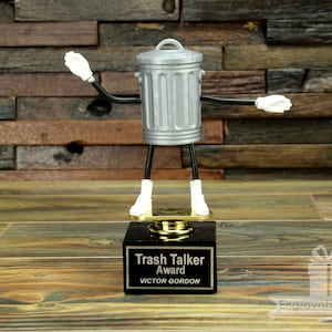 Funny Trophy Trash Talker Award Garbage Can Take Out the Trash 