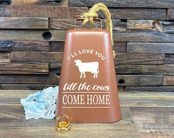 Engraved Cow Bell - Personalized Custom Wedding Gift and Décor
