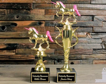 Pink Unicorn Trophy With Custom Engraving