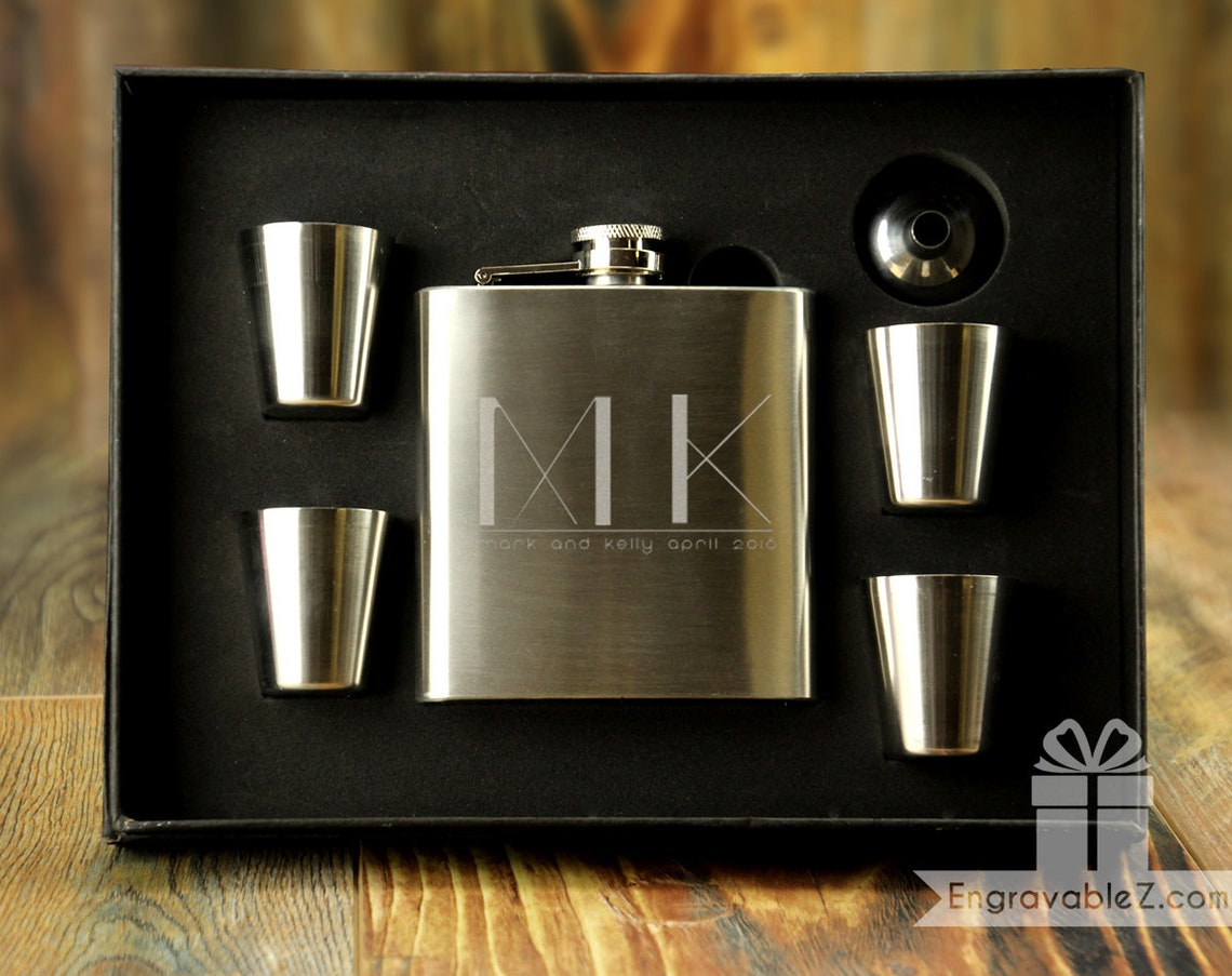 Custom Flask Set w/ Personalized Engraving Fully Loaded Etsy