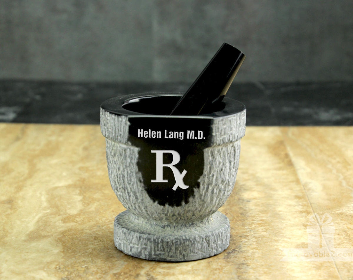 Personalized Custom Engraved Mortar and Pestle Textured Gray | Etsy