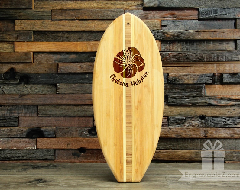 Custom Engraved Hawaiian Surfboard Bamboo Cutting Etsy
