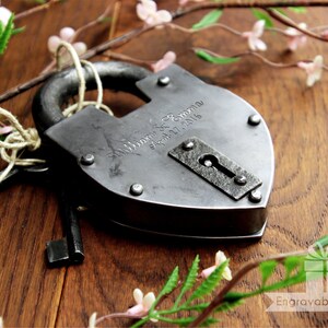 Personalized Custom Hand-Forged Love Lock Silver Engraved Padlock, Wedding, Gift, Anniversary, Proposal image 5