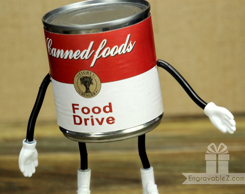 Custom Personalized Bendy Soup Can Food Drive Trophy Etsy