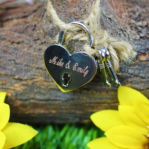 Personalized Custom Engraved Mini Love Lock in Silver With Key -  Engraved Padlock, Wedding, Gift, Anniversary, Proposal