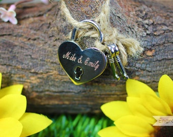 Personalized Custom Engraved Mini Love Lock in Silver With Key -  Engraved Padlock, Wedding, Gift, Anniversary, Proposal