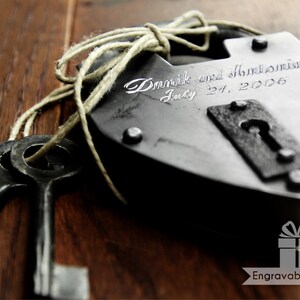 Personalized Custom Hand-Forged Love Lock Silver Engraved Padlock, Wedding, Gift, Anniversary, Proposal image 4