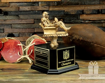 Custom Personalized Fantasy Football Trophy - Golden Armchair Quarterback