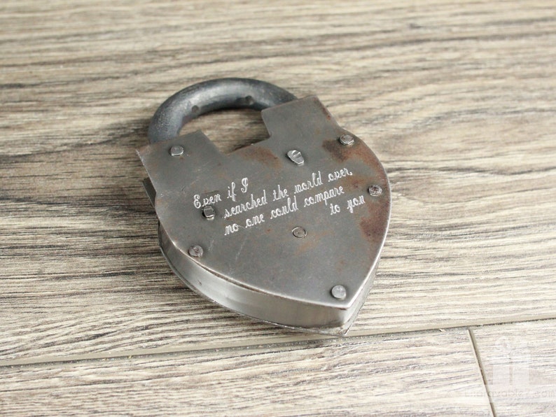 Personalized Custom Hand-Forged Love Lock Silver Engraved Padlock, Wedding, Gift, Anniversary, Proposal image 10