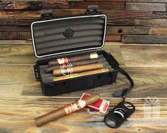 Personalized Tactical Waterproof Cigar Case - With Custom Color Label (Large)